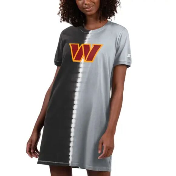 Starter T-Shirt Dress Washington Commanders Black Gray Tie-Dye M - Picture 1 of 9
